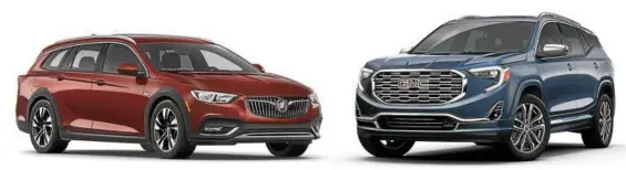  ?? CLEVELAND AUTO SHOW ?? 2018 Buick Regal TourX, left, and 2018 GMC Terrain