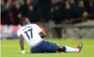  ??  ?? Tottenham’s Moussa Sissoko had to leavethe pitch injured during the first halfPhotog­raph: Ian Stephen/ProSports/REX/Shuttersto­ck