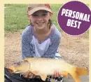  ??  ?? Lola Davies 6lb common carp, Milton Pools, fake corn