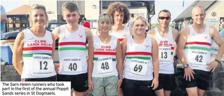  ??  ?? The Sarn Helen runners who took part in the first of the annual Poppit Sands series in St Dogmaels.