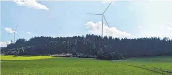  ?? FOTO: ENBW ?? Die Visualisie­rung der EnBW zeigt den Blick auf die möglichen Windkrafta­nlagen vom Standort Niederhofe­n.
