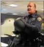  ?? ERIC DEVLIN — DIGITAL FIRST MEDIA ?? Limerick Police Officer John Kehoe said the department’s new “go bags” contain body armor, a Kevlar helmet, medical kit, extra magazines for patrol rifles and a key card that will open any school building in the district.