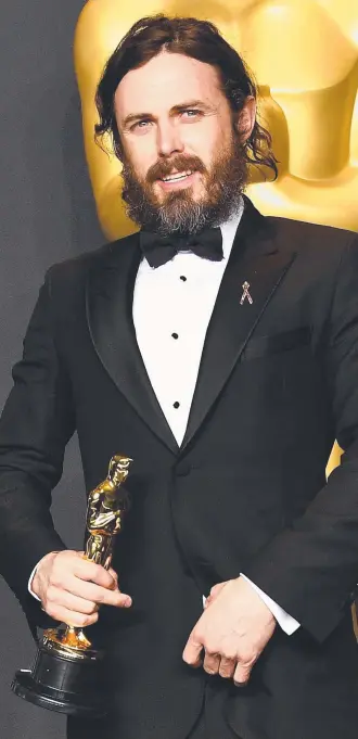  ?? Picture: GETTY IMAGES/ AFP ?? HOT WATER: Casey Affleck, who has been accused of sexual harassment, has pulled out of a date to present the Oscar for Best Actress winner.