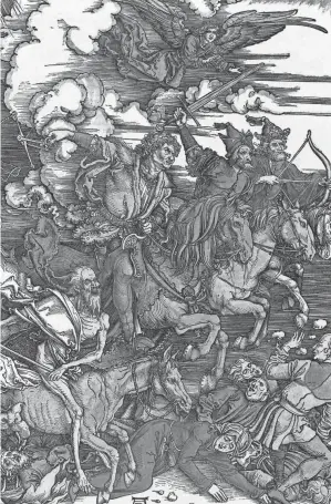  ?? GETTY IMAGES ?? Illustrati­on of the Four Horsemen of the Apocalypse drawn by Albrecht Dürer in 1498.