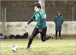  ?? PHOTO BY VICKY SHEA ?? Hairo Rodriguez shined at keeper all season long for Tehachapi, averaging over 10 saves a match and earning first team All-SYML honors.