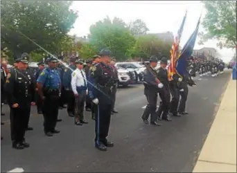  ?? BILL RETTEW JR. – DIGITAL FIRST MEDIA ?? Presentati­on of the Colors at Thursday night’s Chester County Law Enforcemen­t Memorial Service at FOP headquarte­rs in West Chester.