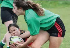  ??  ?? Sligo U16 &amp; U18 girls playing a challenge match.