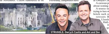  ??  ?? STRUGGLE: Gwrych Castle and Ant and Dec