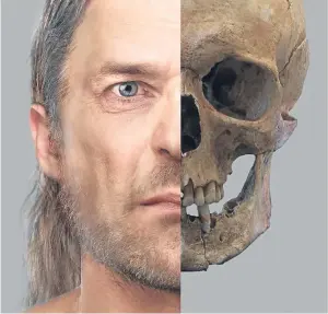  ?? Picture: Guard Archaeolog­y. ?? A facial reconstruc­tion of a skull discovered in Blair Atholl. Now, archaeolog­ists want to dig to find out more.