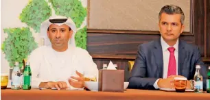  ?? Supplied photo ?? Saeed Al Mehairbi of Tadweer and Naji El Haddad, group event director of Reed Exhibition­s, announcing the fifth edition of the EcoWaste Exhibition, to take place from January 15 to 18. —