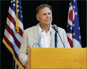  ?? The Associated Press ?? HOME STATE: Fred Warmbier, father of Otto Warmbier, a University of Virginia undergradu­ate student who was imprisoned in North Korea in March 2016, speaks during a news conference Thursday at Wyoming High School in Cincinnati. Otto Warmbier, serving a...