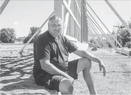  ?? BRUCE DEACHMAN ?? Work has started on Peter Ruiter’s new barn at his Black Rapids farm on Prince of Wales Drive. A fire last September destroyed his 1870s-era barn and killed most of his herd of milking cows. He hopes to have the new structure completed in the late fall.