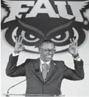  ?? CARLINE JEAN/SOUTH FLORIDA SUN SENTINEL ?? In light of news about student-athletes throughout the nation testing positive for coronaviru­s after returning to campus, FAU coach Willie Taggart feels good about the university’s plan.