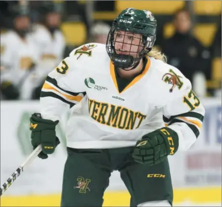  ?? PHOTO PROVIDED ?? Lilly Holmes, of Greenfield, is a freshman forward for the University of Vermont’s Division 1 hockey team.