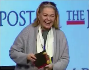  ?? (Marc Israel Sellem/The Jerusalem Post) ?? ROSANNE BARR appears at the Jerusalem Post New York Conference in April.