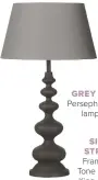  ??  ?? grey highlight Persephone large table lamp, £146, Oka