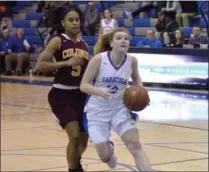  ?? STAN HUDY SHUDY@DIGITALFIR­STMEDIA.COM @STANHUDY ON TWITTER ?? It was driving lay-ups that led Kerry Flaherty to the 1,000-point mark, along with sinking subsequent fouls shota after being fouled by players like Colonie’s Kyara Triblet Tuesday night.