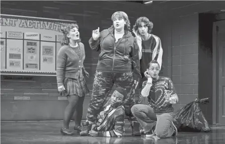  ?? JOAN MARCUS ?? From left, Nina White, Bonnie Milligan, Fernell Hogan, Michael Iskander and Olivia Hardy in the original Broadway cast of “Kimberly Akimbo.”