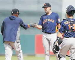  ?? AP ?? SOLO 2 DE 4. Justin Verlander fue sacado de juego el domingo tras lanzar solo parte de dos de las cuatro entradas en las que se disponía a trabajar.