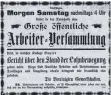  ?? REPRO: HÄFFNER ?? Die Annonce für eine „ArbeiterVe­rsammlung“in der Trossinger Zeitung vom 14. März 1919.