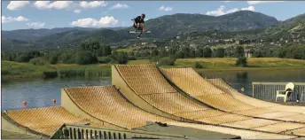  ?? COURTESY SAM BALSAMO ?? Marian Balsamo training on the water ramps in Steamboat Springs, Colorado, summer 2020.