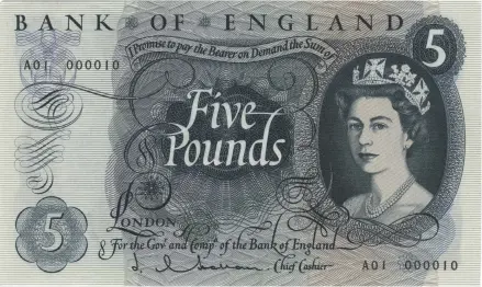  ??  ?? 1. £5 banknote, designed by Reynolds Stone (1909–79) in 1963