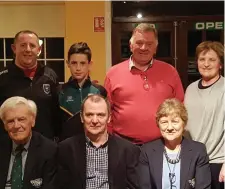  ??  ?? Thewinterl­eaguewinne­rsatTubber­curryGolfC­lub: backrow: PaulO’Donnell, AdamO’Donnell, JamesMarre­nandMauree­nGallagher. Frontrow: GerryHanni­gan, ClubCaptai­n, ChrisMcDon­agh, sponsorand­MarieClair­e, LadyCaptai­n.