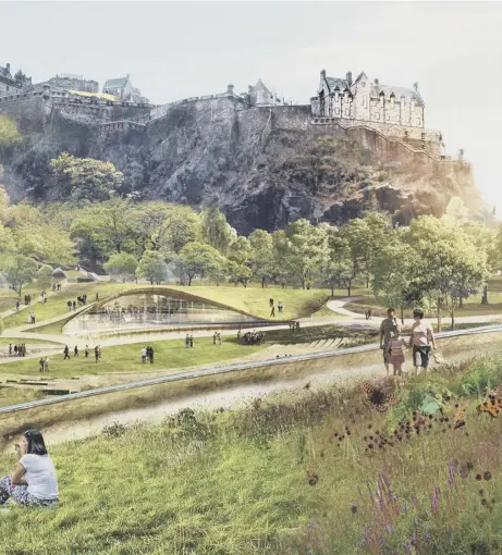  ??  ?? Artist’s impression of Princes Street Gardens after redevelopm­ent, enhancing the space for everyone