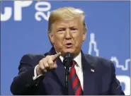  ?? CHARLES REX ARBOGAST - ASSOCIATED PRESS ?? President Donald Trump speaks at the Internatio­nal Associatio­n of Chiefs of Police Convention on Monday in Chicago.