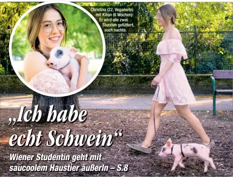  ??  ?? Christina (22, Veganerin) mit Kilian (6 Wochen): Er wird alle zwei Stunden gefüttert, auch nachts.