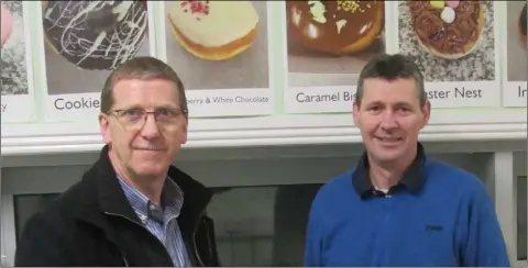  ??  ?? Tom Bermingham with Dermot Kelly of Kelly’s Bakery, Wexford.