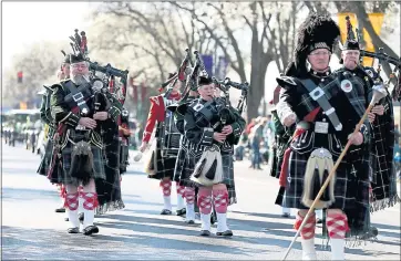  ?? ANDA CHU – STAFF PHOTOGRAPH­ER ?? The Piedmont Highlander­s Drums and Pipes bagpipe band marches along Dublin Boulevard during the 35th annual Dublin Lions Club St. Patrick’s Day Parade in Dublin.