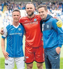  ?? Picture: SNS Group. ?? Chris Millar, left, with Alan Mannus and Steven MacLean at their final game as St Johnstone players, a 1-1 draw with Ross County at McDiarmid Park on the last day of the 2017-18 season.