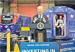  ?? ?? g ‘Amtrak Joe’: President Biden has an affection for train travel and has announced a raft of rail initiative­s