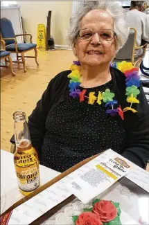  ??  ?? Martha Engler celebrates her 104th birthday today at the Knolls of Oxford. Last year she received a cake and a beer to celebrate No. 103.