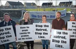  ??  ?? Fury: Protesters in front of the Thurles houses yesterday