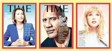  ??  ?? Among those listed are (from left) Nancy Pelosi, Dwayne Johnson and Taylor Swift. — Photo courtesy of Time Magazine