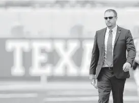  ?? Eric Gay / Associated Press ?? Coach Tom Herman knows how much is riding on the UT-OU matchup to many fans. “I would be naive not to tell you that this rivalry is important to a lot of people.”