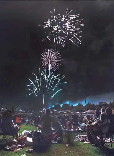  ?? TOM TINGLE/THE REPUBLIC ?? Fireworks shoot off over Pioneer Park in Prescott on July 4th.