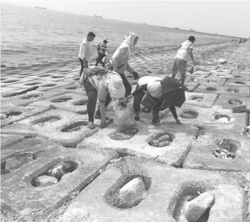  ?? FILE PHOTO ?? The coastal area of South Road Properties in Cebu City is cleaned up by personnel of the Department of Public Services.