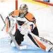  ?? RICK KINTZEL/TMC FILE PHOTO ?? The Phantoms’ Carter Hart had 25 saves in Friday’s game.