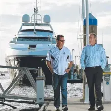  ?? Picture: STEVE HOLLAND ?? Southport Yacht Club top brass Mark Riddell and Brett James have had a flood of superyacht bookings.