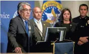  ??  ?? U.S. Marshal David Gonzales speaks about the shooting at a press conference Friday afternoon in Tucson.