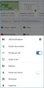  ??  ?? Vous disposez de deux moyens pour partager des fichiers. Soit vous ajoutez des contacts, soit vous créez un lien que vous envoyez aux personnes de votre choix.