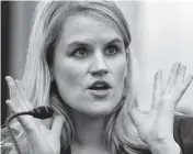  ?? ALEX BRANDON AP ?? Former Facebook employee Frances Haugen speaks during a hearing of the Senate Commerce, Science, and Transporta­tion Subcommitt­ee on Consumer Protection, Product Safety, and Data Security, on Capitol Hill, on Oct. 5 in Washington, D.C.