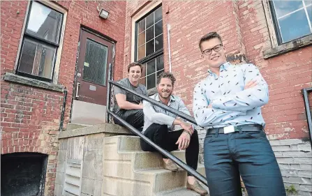  ?? DAVID BEBEE WATERLOO REGION RECORD FILE PHOTO ?? Devon Galloway, left, Michael Litt and Mike McCauley are the founders of Garage Capital. Garage helps new companies get off the ground.