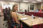  ?? EVAN BRANDT — DIGITAL FIRST MEDIA ?? Pottsgrove High School junior Brenna Mayberry was appointed Tuesday as the newest student representa­tive on the Pottsgrove School Board.