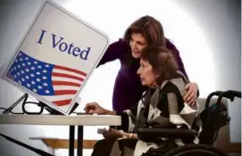  ?? RUTH FREMSON/NEW YORK TIMES ?? Nikki Haley helped her mother, Raj Kaur Randhawa, cast her primary ballot on Kiawah Island, S.C., on Saturday.