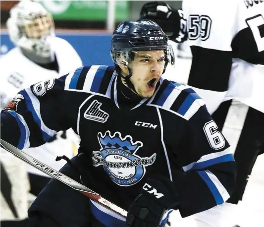  ?? PHOTO D’ARCHIVES AGENCE QMI ?? L’attaquant de 19 ans Zachary Lavigne a sonné la charge pour les Saguenéens face à l’Armada, hier après-midi.