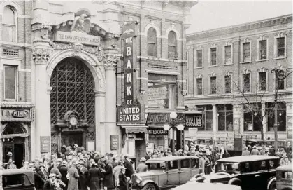  ?? Associated Press file photo ?? Crowds gather outside the Brownsvill­e Branch of the Bank of the United States in New York City after it had been ordered to shut down on Dec. 11, 1930. The recent failure of the Silicon Valley Bank was unlike a traditiona­l bank run.